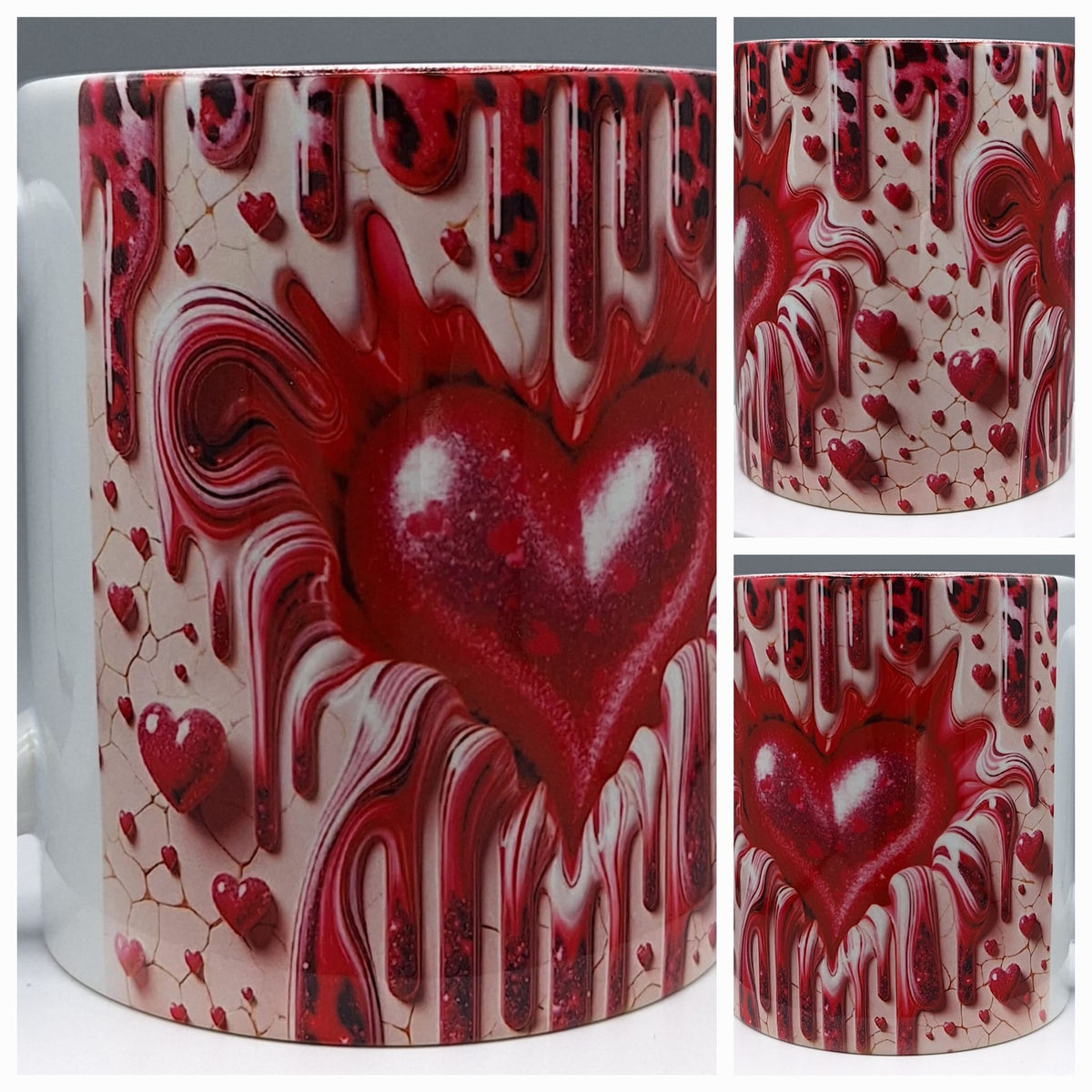 Kaffeetasse mit 3D rotem Herzmotiv