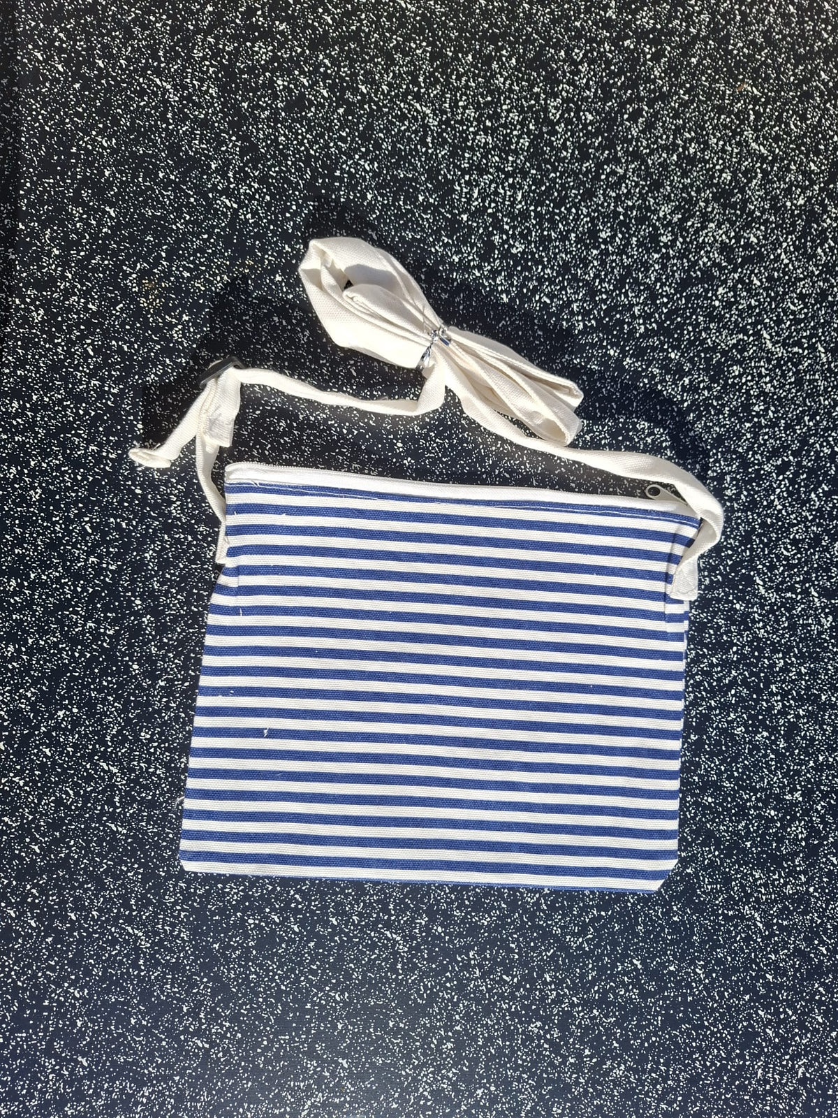Kleine Umhängetasche Damen maritim Anker – gestreifte Baumwoll Crossbody Tasche blau weiß