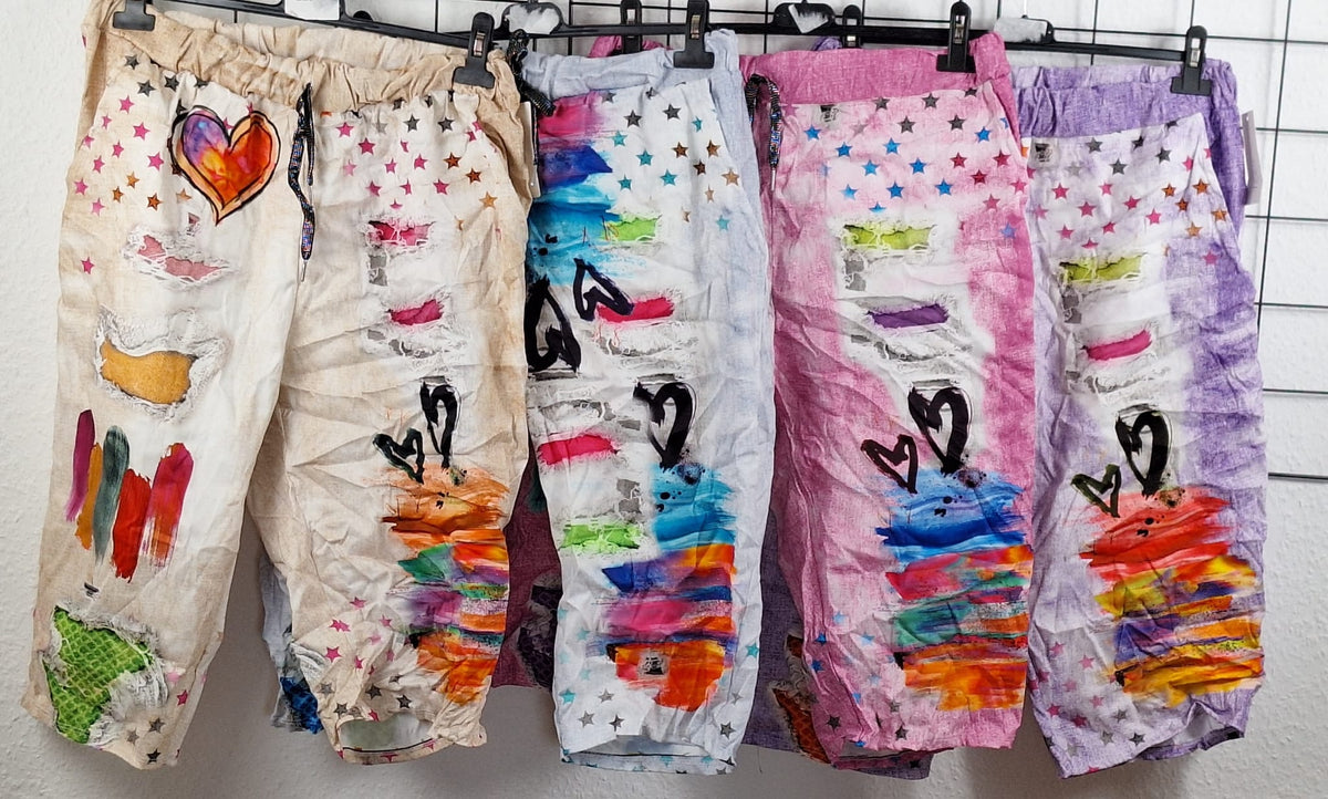 Bunte Damen-Jeansoptik-Shorts im Urban-Style