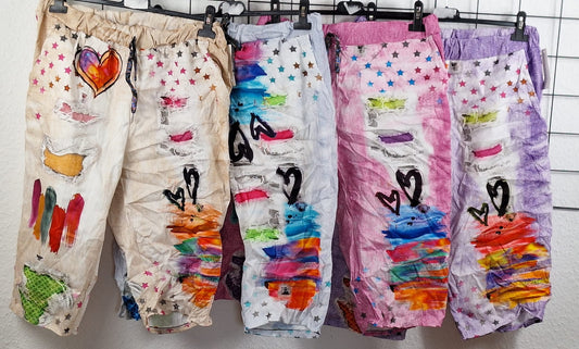Bunte Damen-Jeansoptik-Shorts im Urban-Style