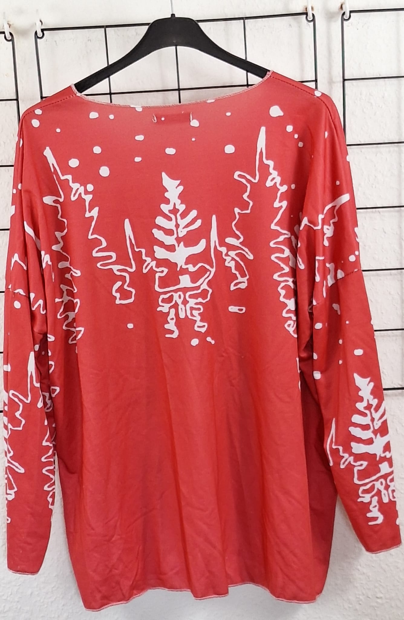Weihnachtliches Damen Langarmshirt aus Baumwolle – dünner Pulli – Größe 36/38–48/50 – Weihnachtsmotiv – Longshirt