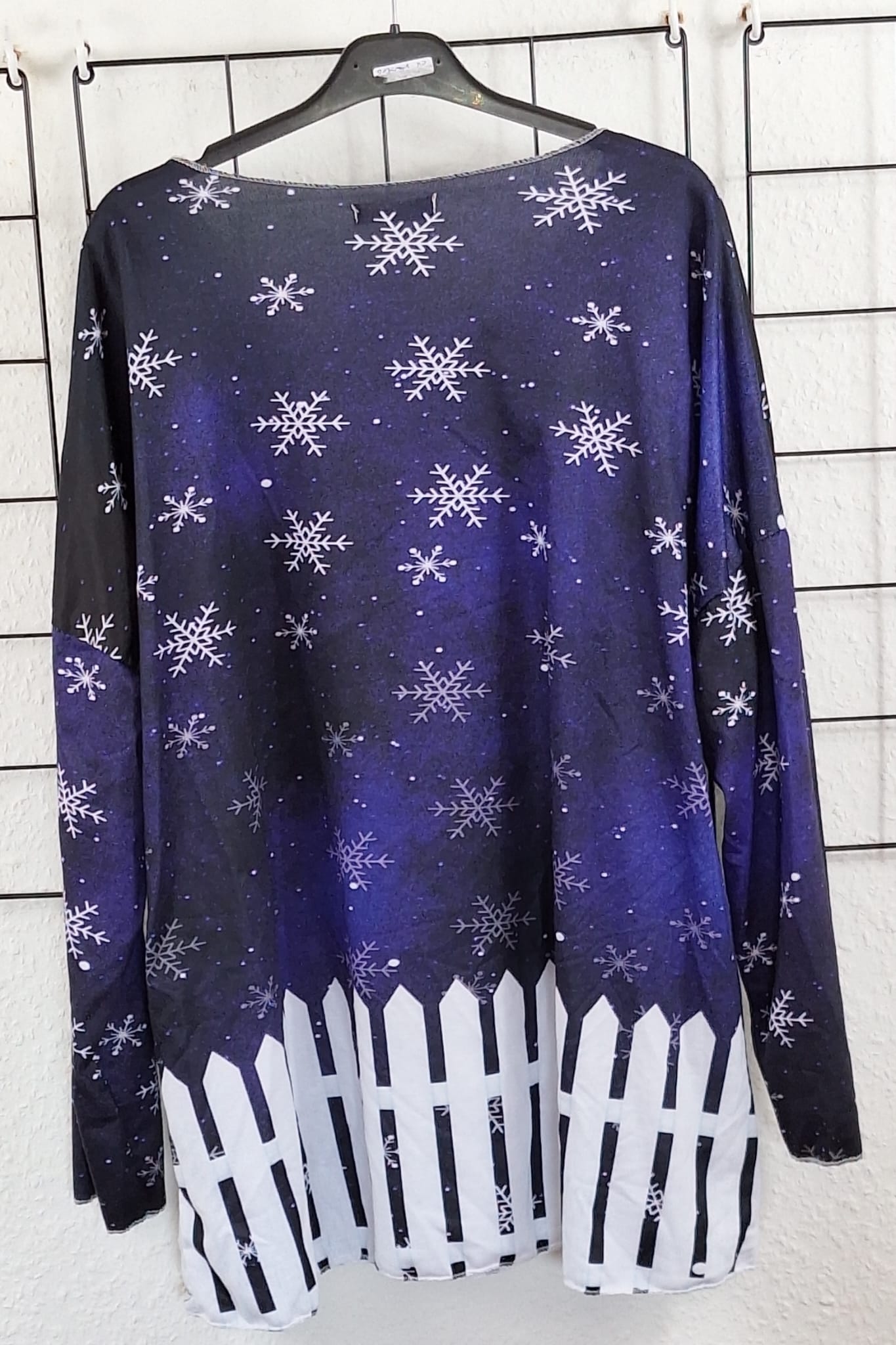 Weihnachtliches Damen Langarmshirt aus Baumwolle – dünner Pulli – Größe 36/38–48/50 – Weihnachtsmotiv – Longshirt