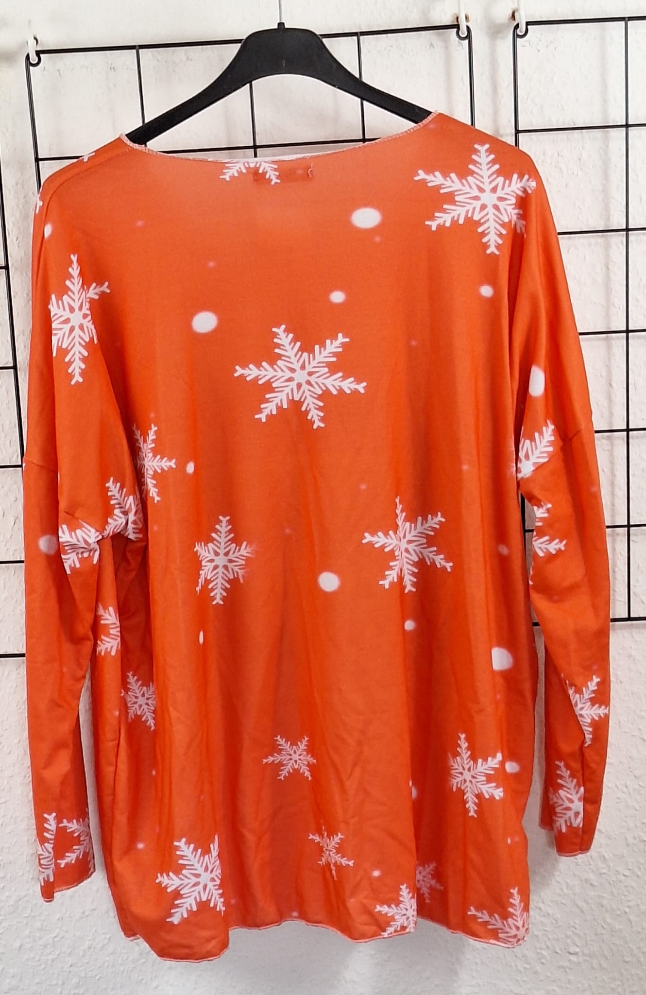 Weihnachtliches Damen Langarmshirt aus Baumwolle – dünner Pulli – Größe 36/38–48/50 – Weihnachtsmotiv – Longshirt