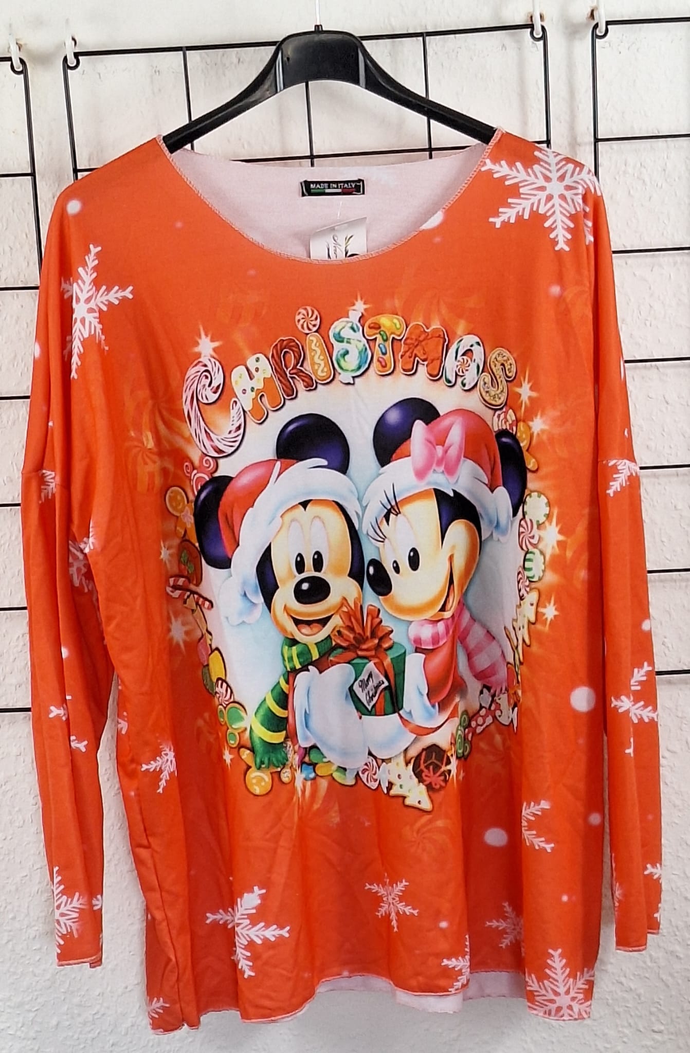 Weihnachtliches Damen Langarmshirt aus Baumwolle – dünner Pulli – Größe 36/38–48/50 – Weihnachtsmotiv – Longshirt