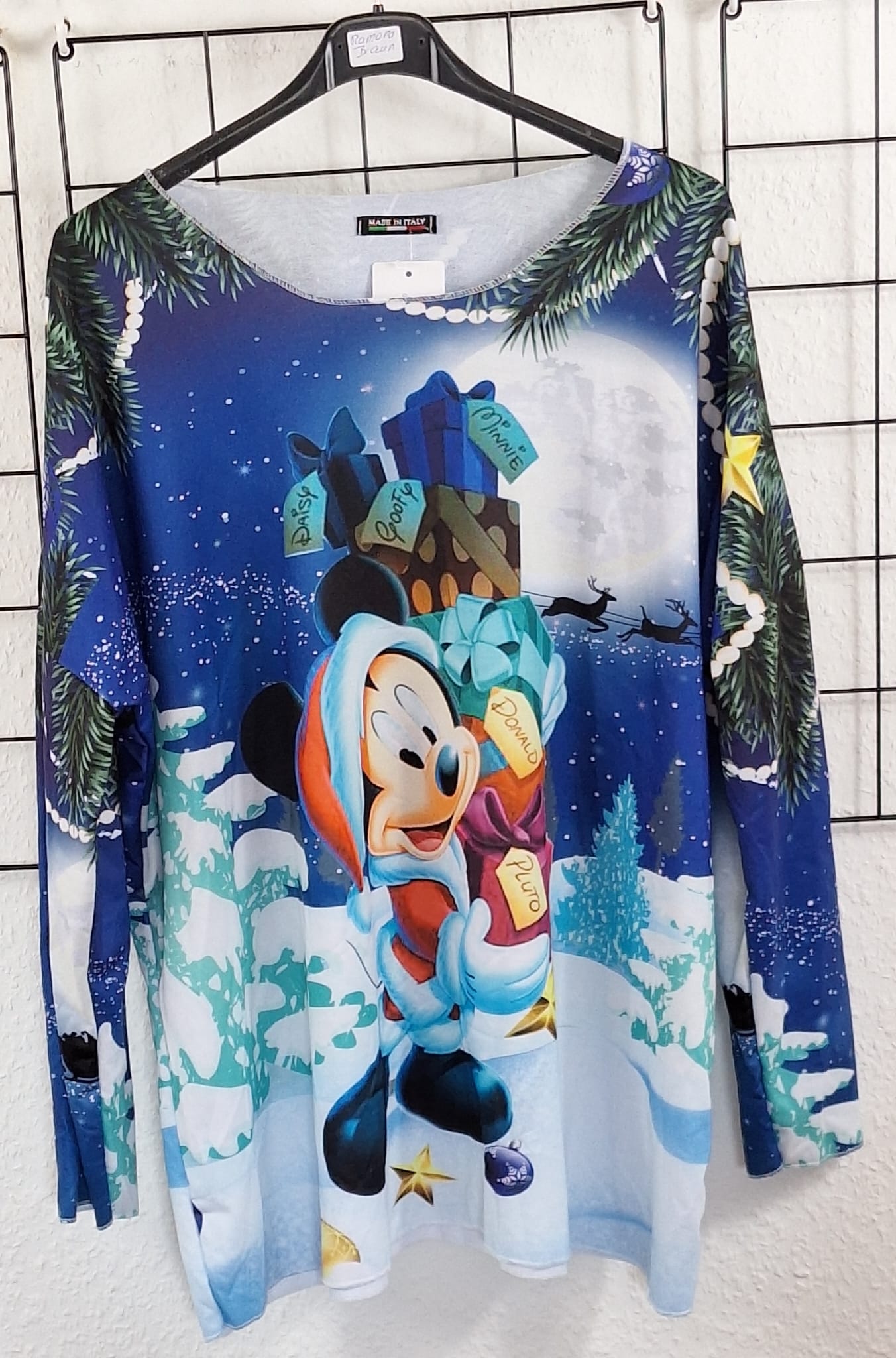 Weihnachtliches Damen Langarmshirt aus Baumwolle – dünner Pulli – Größe 36/38–48/50 – Weihnachtsmotiv – Longshirt