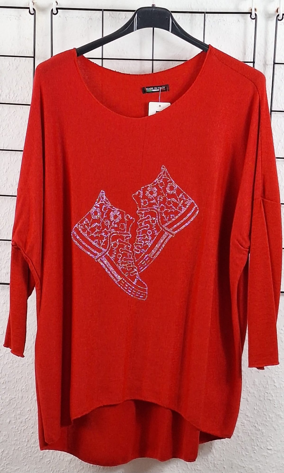 Feinstrick Langarmshirt "Glitzer Sneaker"