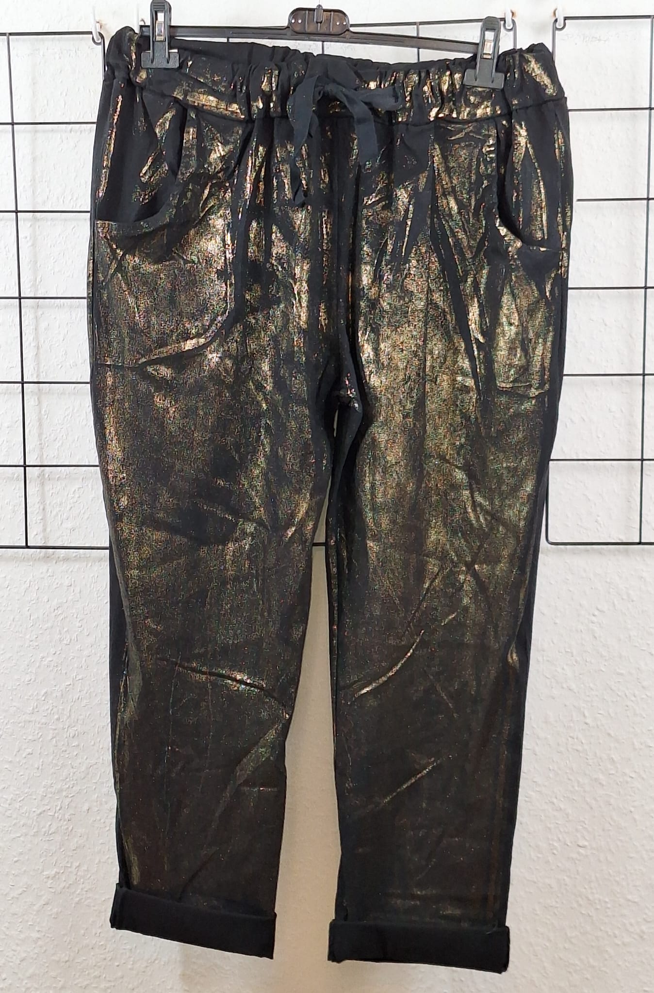 High-Waist Jogpants Damen – Gold & Schwarz – Stylische Sweatpants für Streetwear, Homewear & Freizeit