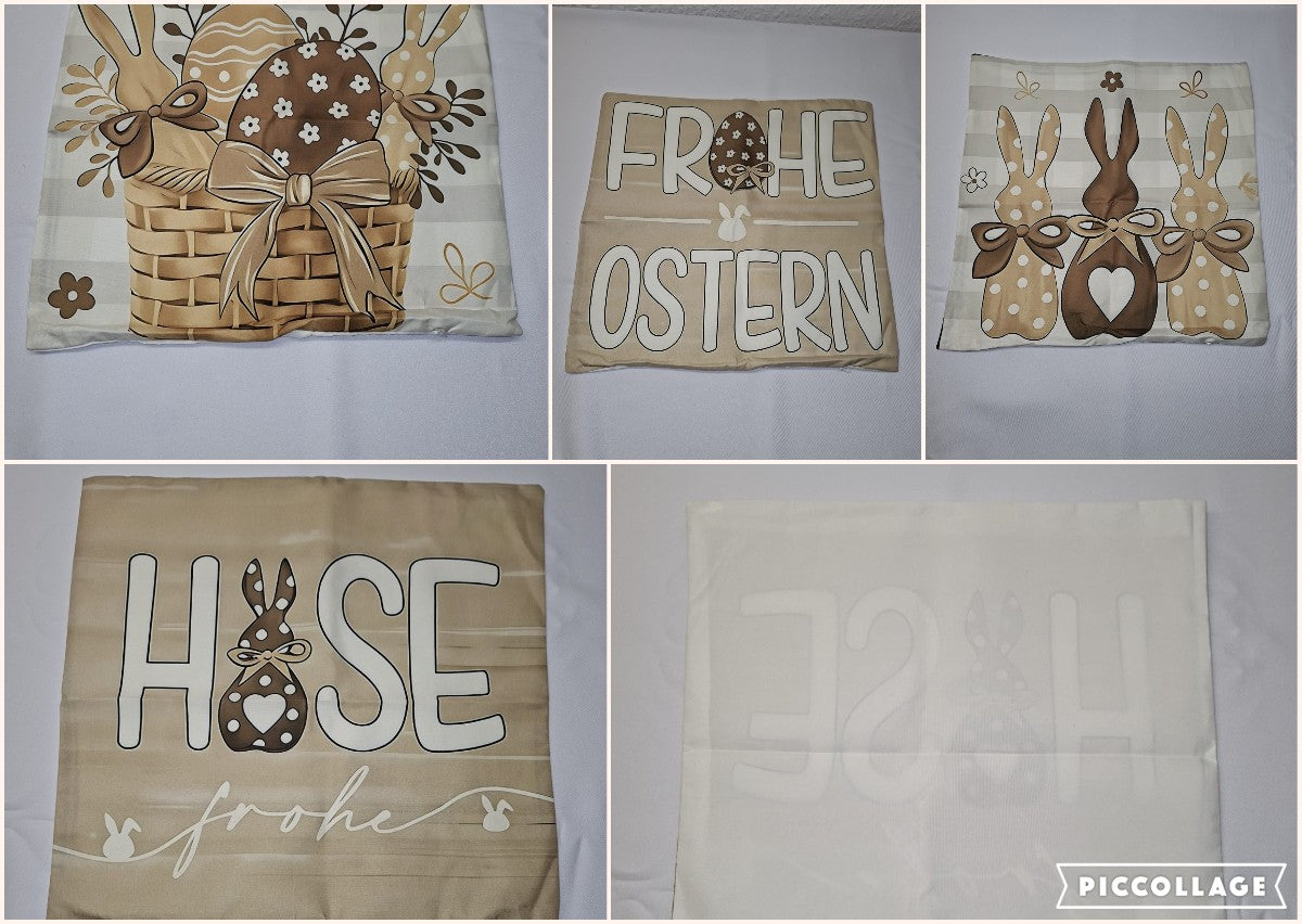 Osterkissen Set 35x35 cm mit Füllung – 4er Set dekorative Kissenbezüge Ostern für Sofa
