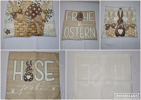 Osterkissen Set 35x35 cm mit Füllung – 4er Set dekorative Kissenbezüge Ostern für Sofa