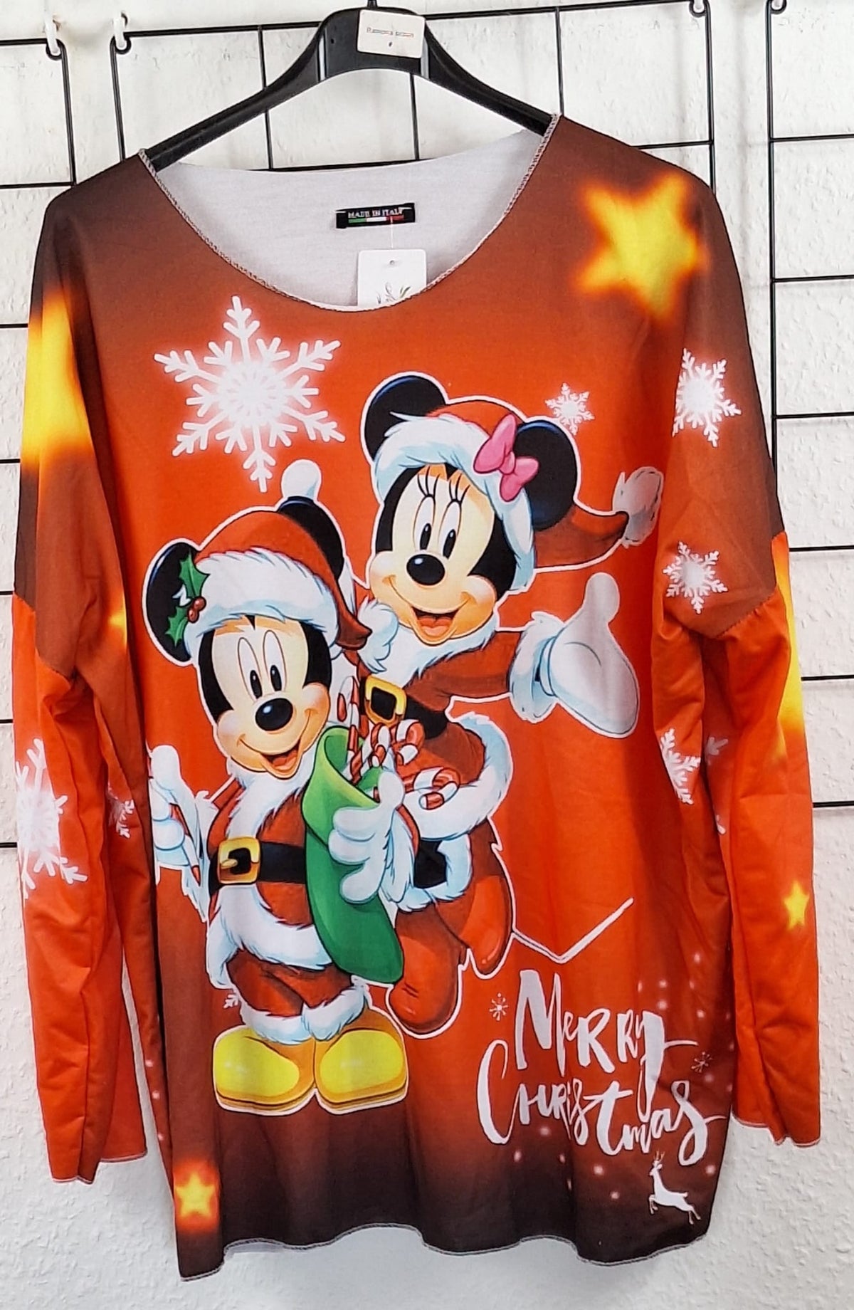 Weihnachtliches Damen Langarmshirt aus Baumwolle – dünner Pulli – Größe 36/38–48/50 – Weihnachtsmotiv – Longshirt