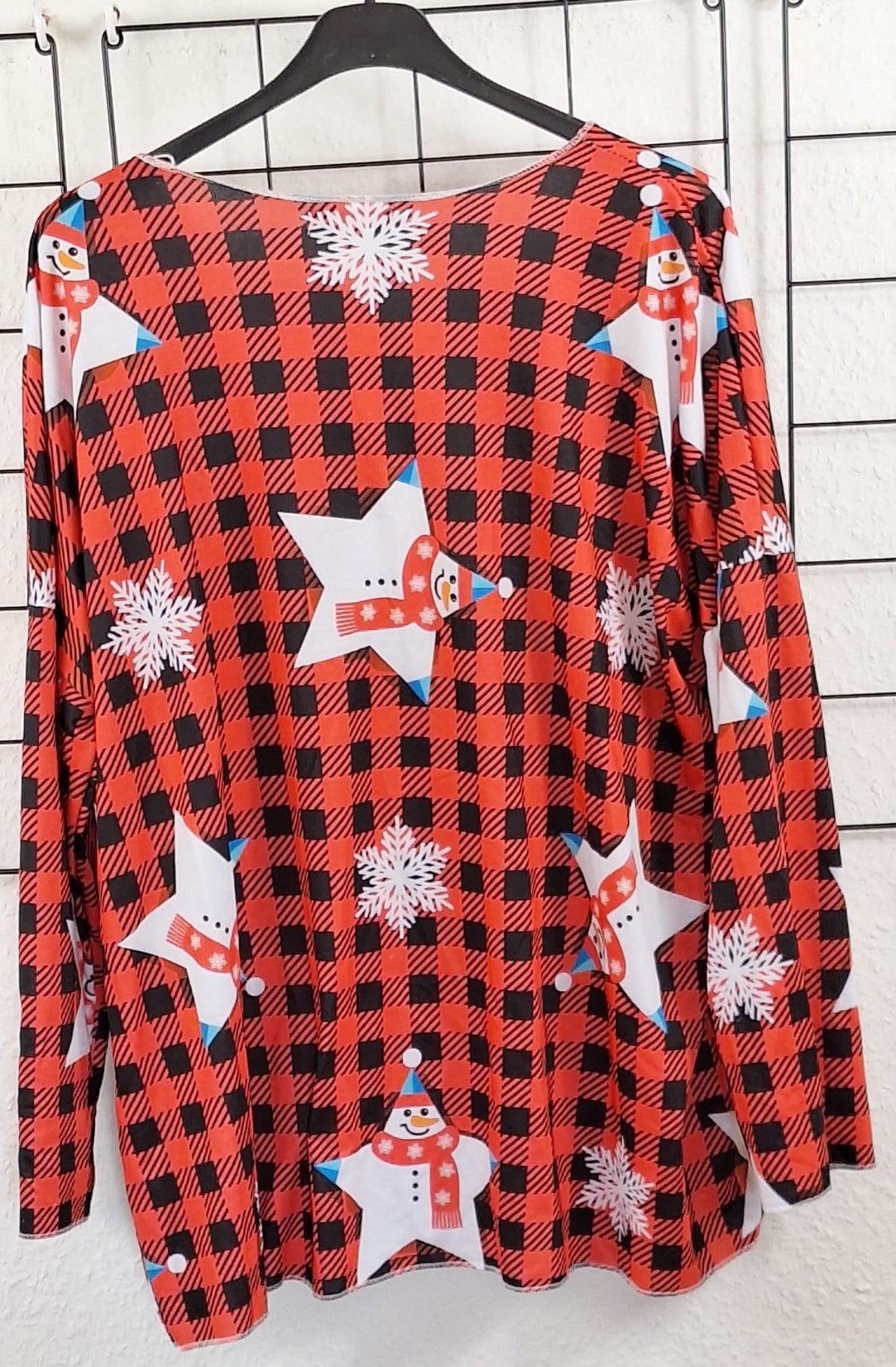 Weihnachtliches Damen Langarmshirt aus Baumwolle – dünner Pulli – Größe 36/38–48/50 – Weihnachtsmotiv – Longshirt