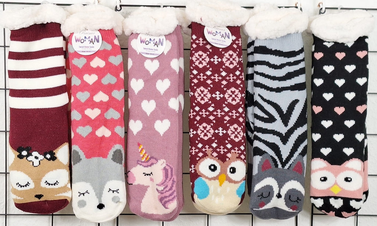 Bunte Damen-ABS-Socken mit Tiermotiven, Herzen und Mustern – rutschfeste Haussocken für Frauen in verschiedenen Farben und Designs