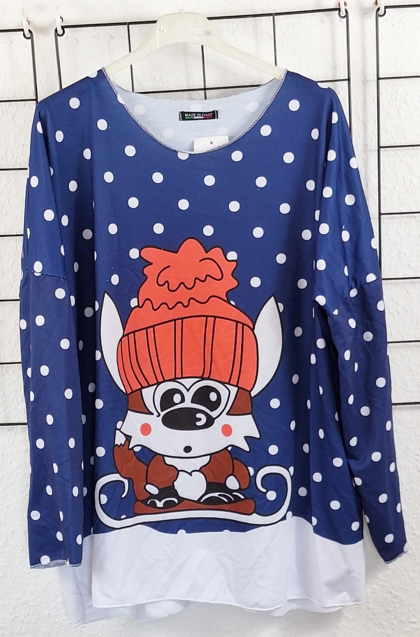Weihnachtliches Damen Langarmshirt aus Baumwolle – dünner Pulli – Größe 36/38–48/50 – Weihnachtsmotiv – Longshirt