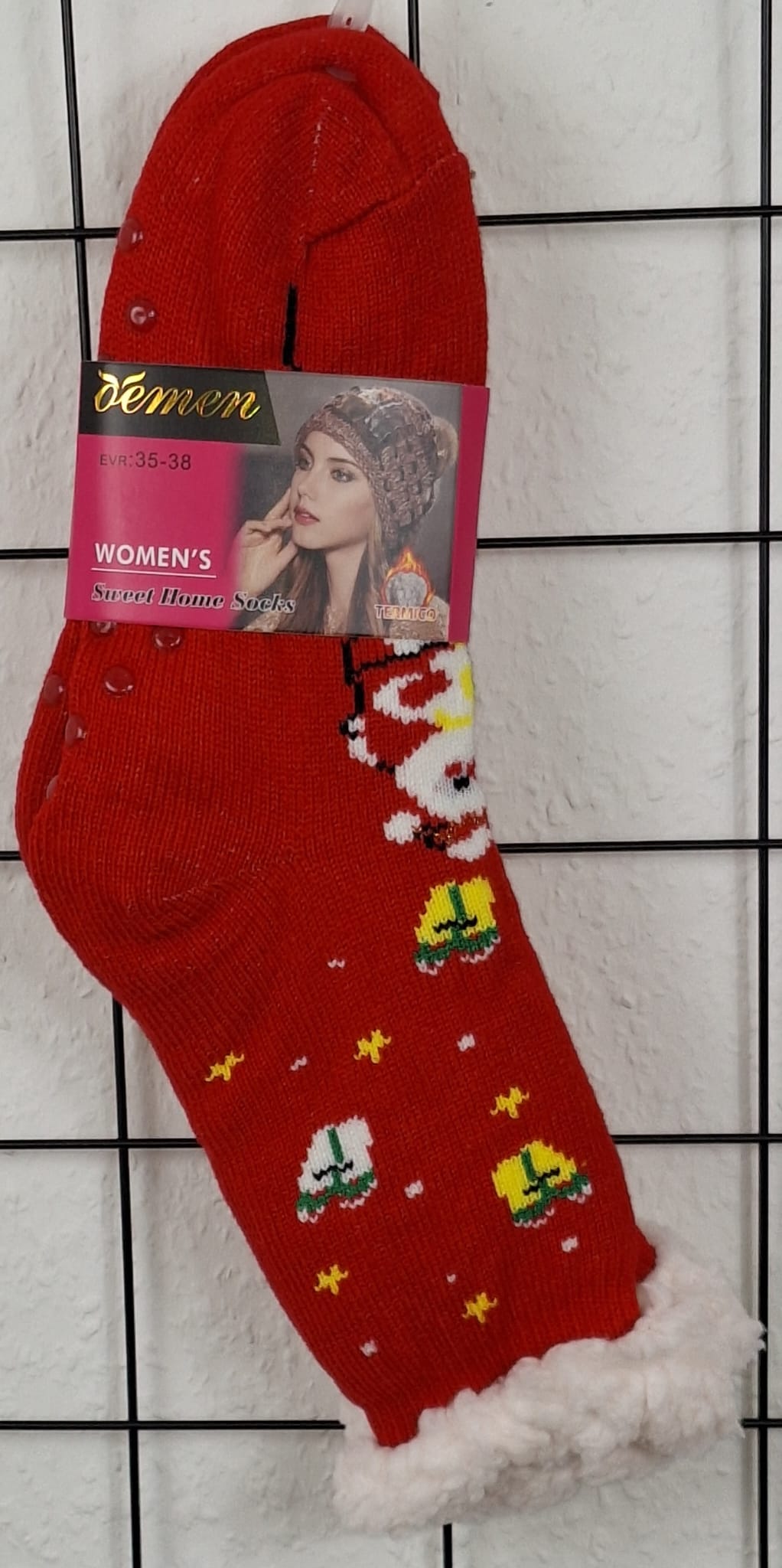 Kuschelige Weihnachts-Haussocken Damen | Anti-Rutsch | Flauschige Thermo Socken | Winter Kuschelsocken Geschenk | Größe 35-38 & 38-41