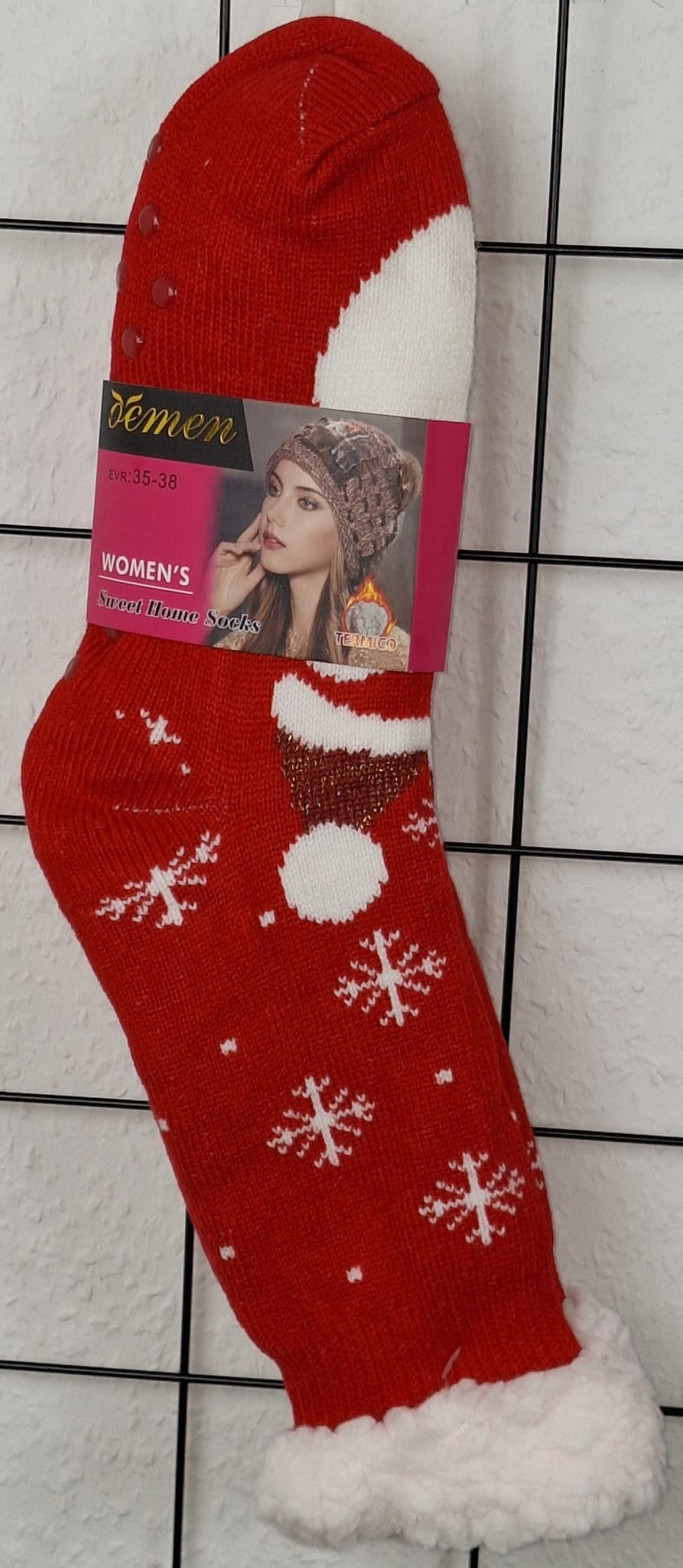 Kuschelige Weihnachts-Haussocken Damen | Anti-Rutsch | Flauschige Thermo Socken | Winter Kuschelsocken Geschenk | Größe 35-38 & 38-41