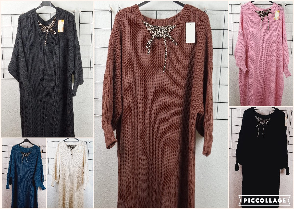 Langes Damen Strickkleid – Weicher Grobstrick, perfekte Passform für große Größen