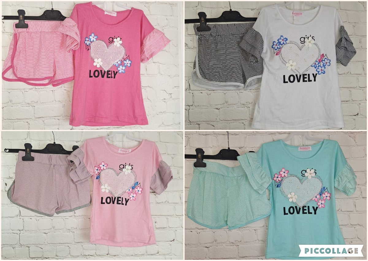 Mädchen-Set "Girl's Lovely" mit Rüschenärmeln und Shorts