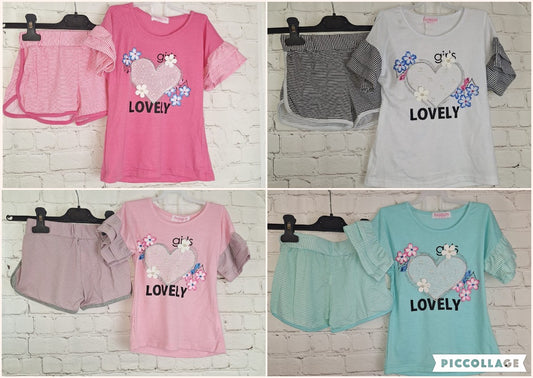 Mädchen-Set "Girl's Lovely" mit Rüschenärmeln und Shorts