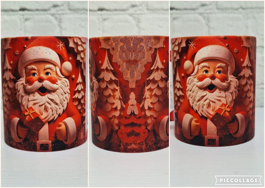 Glitzer Zaubertasse "Weihnachtsmann Rot"
