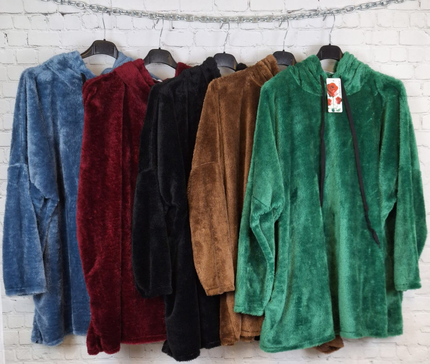 Oversize Teddy Hoodie  – flauschiger Kuschelpullover mit Kapuze – 44/46 - 50/52