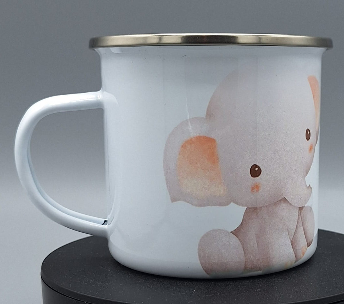 „Emaillebecher mit Elefantenmotiv – Geschenk zur Geburt für Jungen & Mädchen“