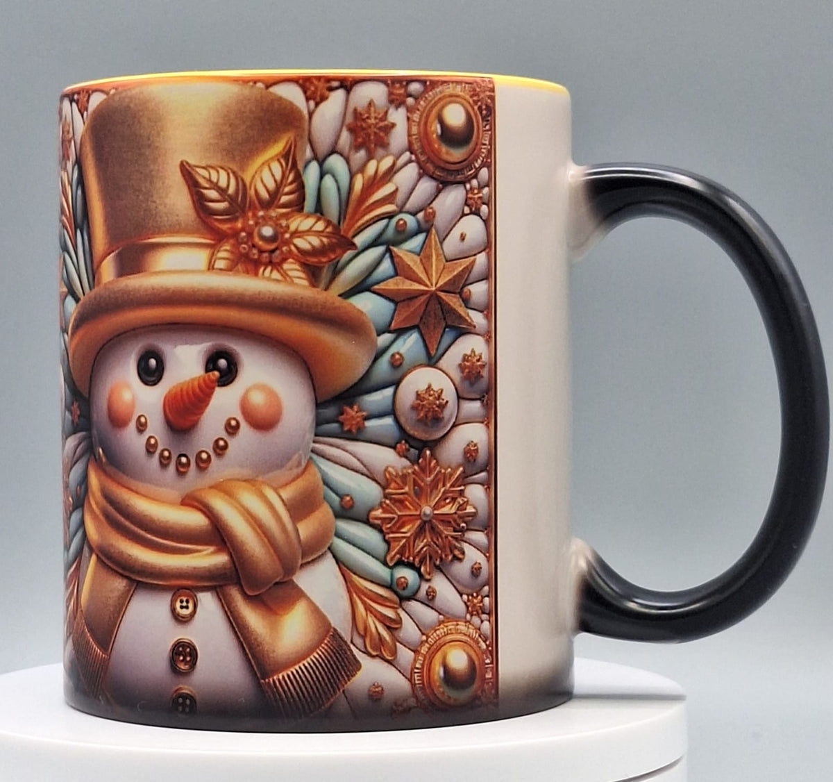 Zaubertasse "Schneemann Gold"