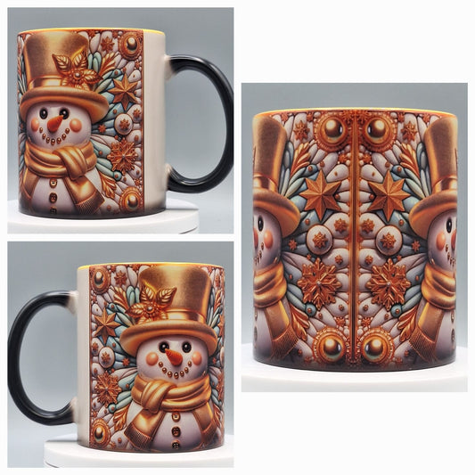 Zaubertasse "Schneemann Gold"
