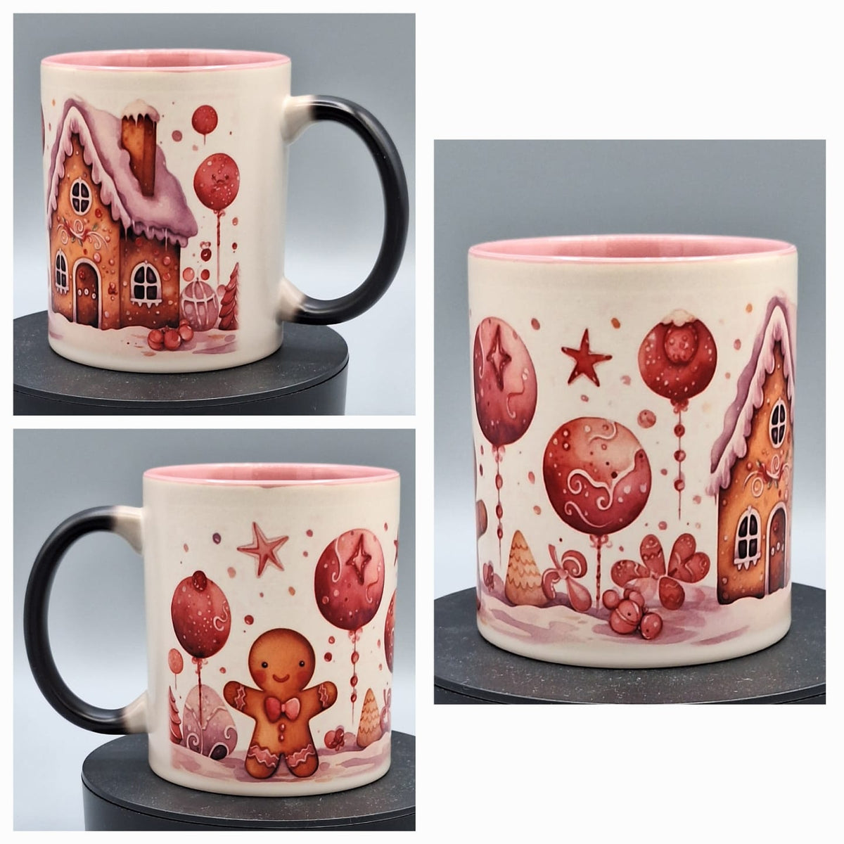 Zaubertasse "Lebkuchenhaus Rosa"