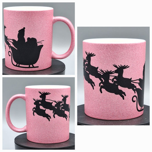 Tasse Glitzer Einfarbig "Weihnachtsmann"