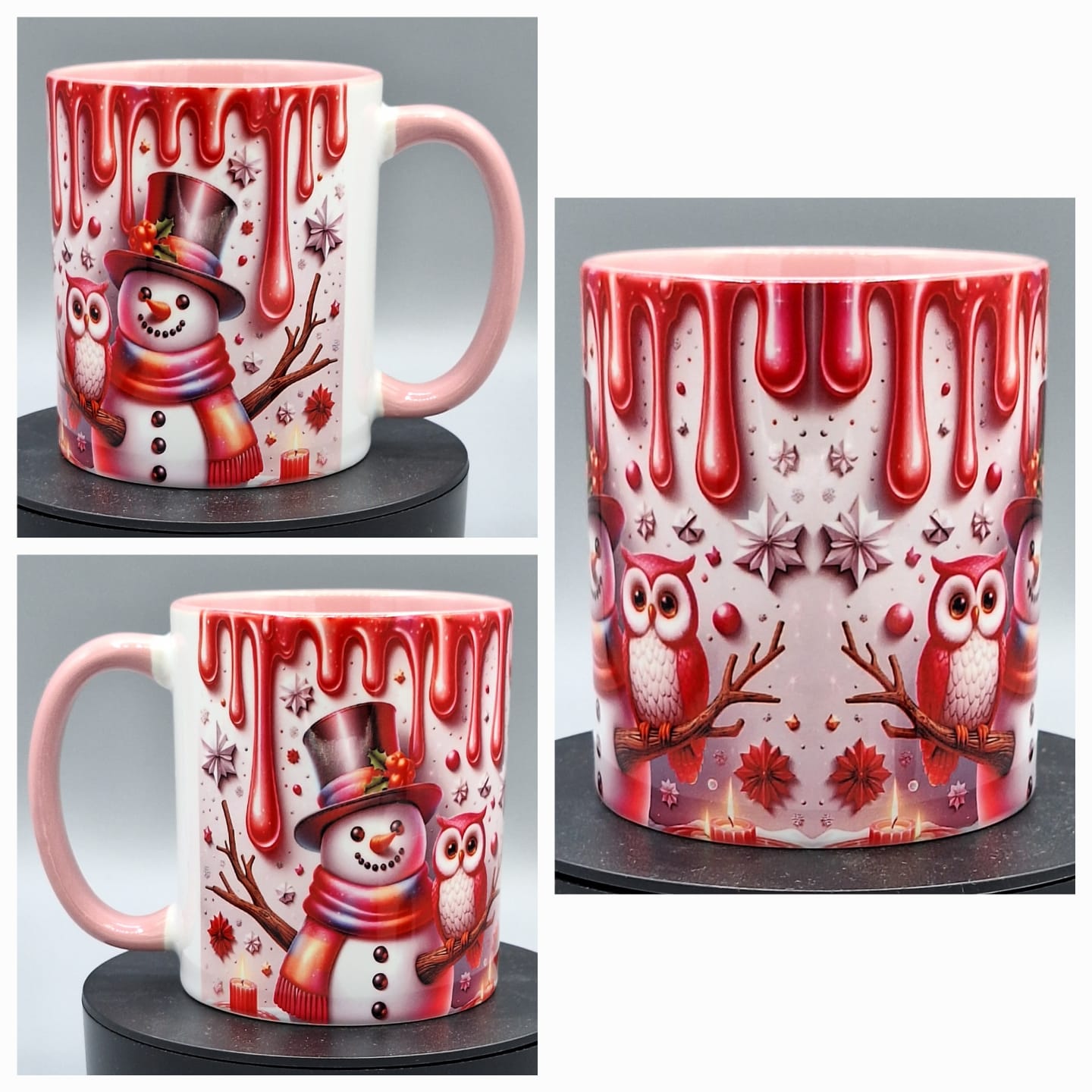 Tasse Schneemann Rosa Keramik