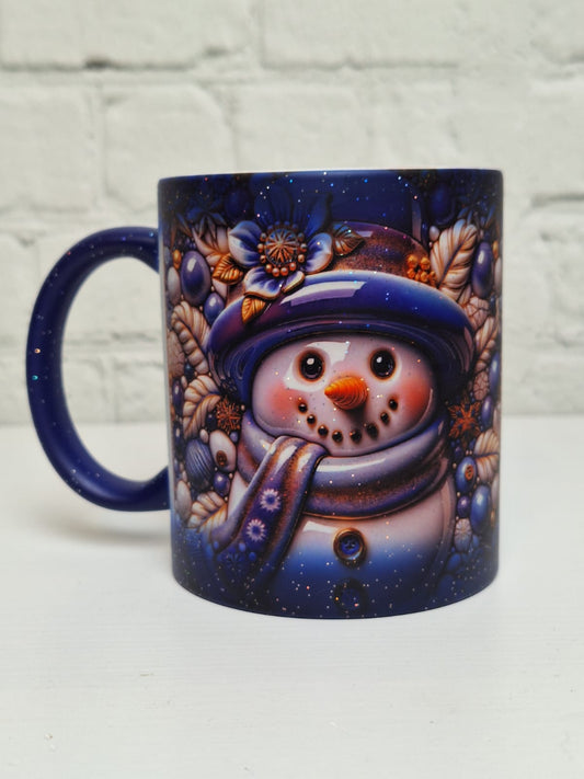 Glitzer-Zaubertasse „Schneemann“ – Blau