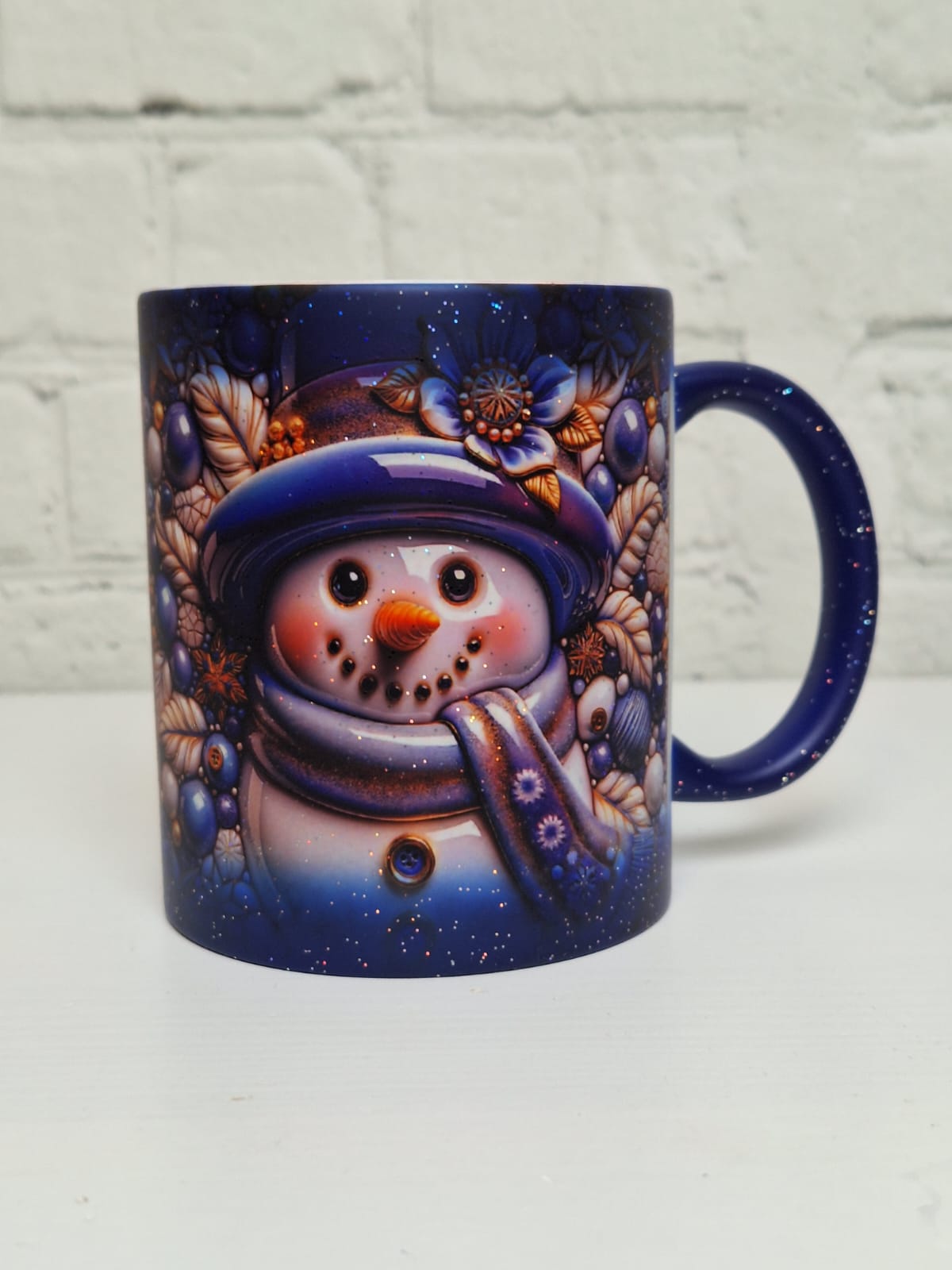 Glitzer-Zaubertasse „Schneemann“ – Blau