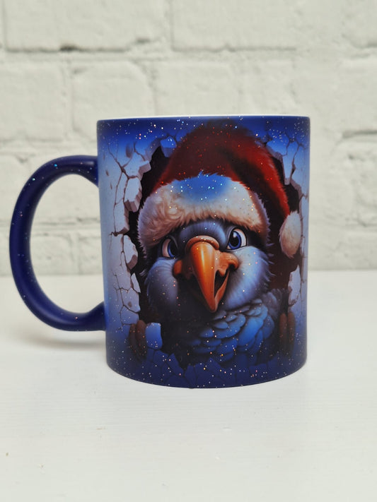 Glitzer Zaubertasse "Weihnachtsvogel"