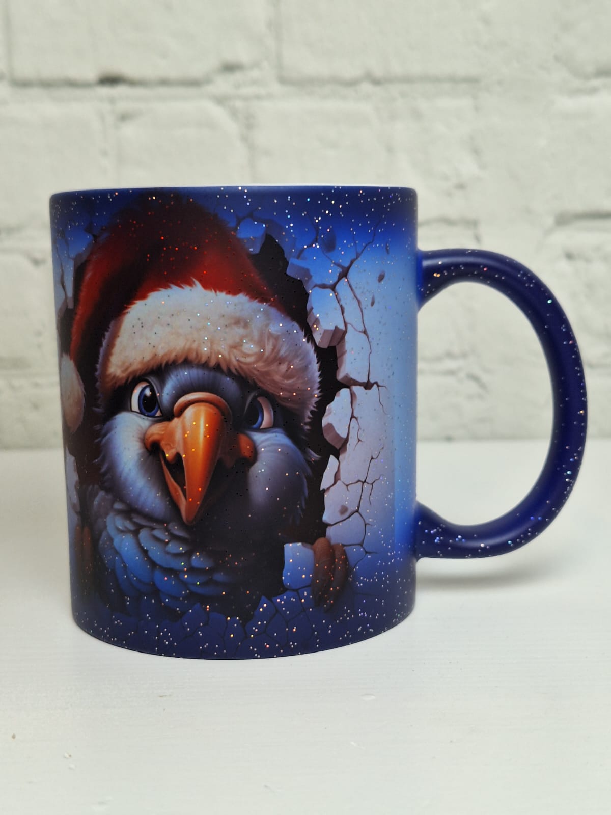 Glitzer Zaubertasse "Weihnachtsvogel"
