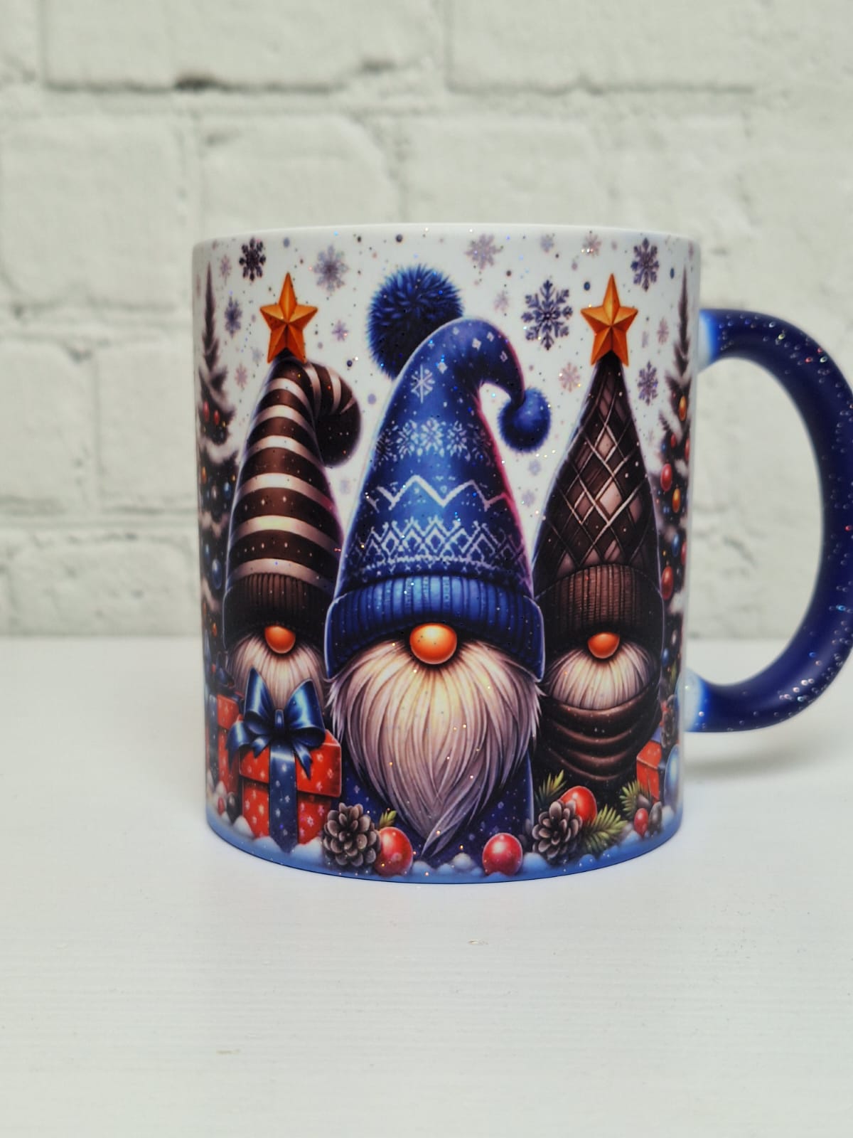 Glitzer-Zaubertasse „Kleine blaue Wichtel“ – Blau