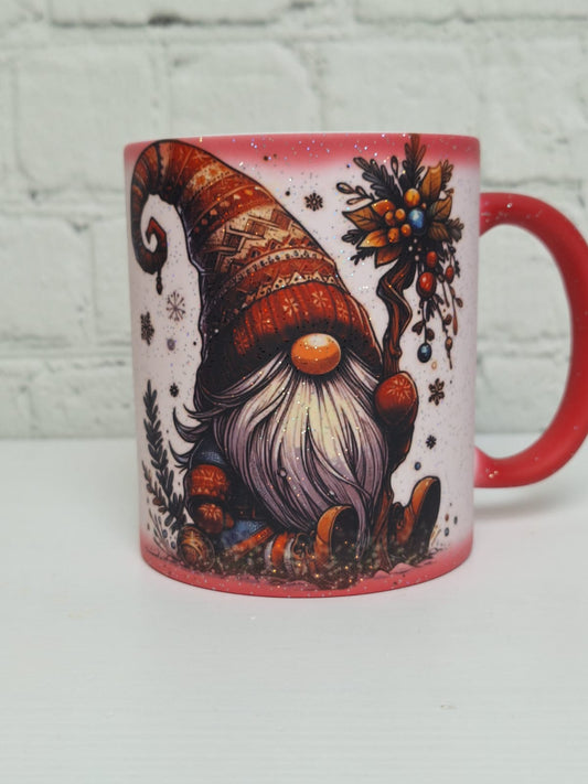 Glitzer-Zaubertasse „Wichtel-Strauß“ – Rot