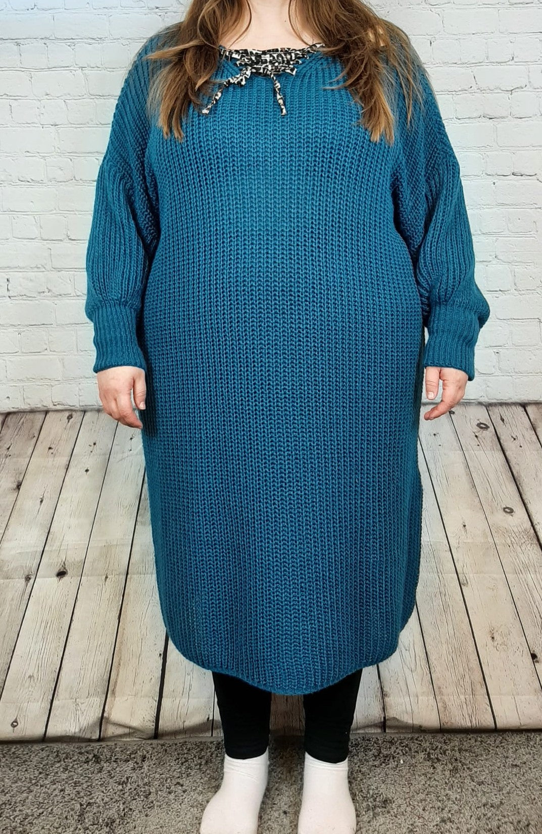 Langes Damen Strickkleid – Weicher Grobstrick, perfekte Passform für große Größen