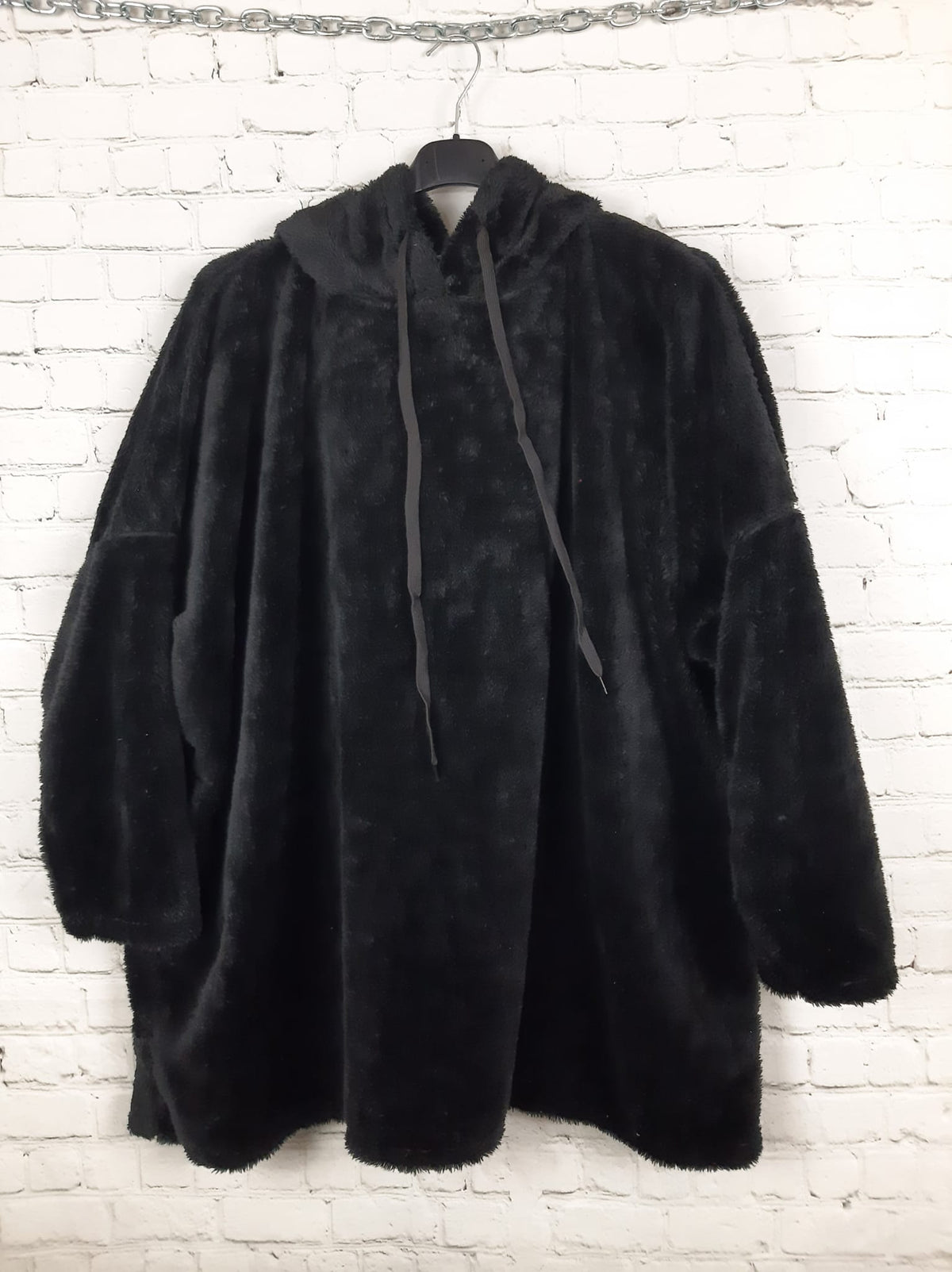 Oversize Teddy Hoodie  – flauschiger Kuschelpullover mit Kapuze – 44/46 - 50/52