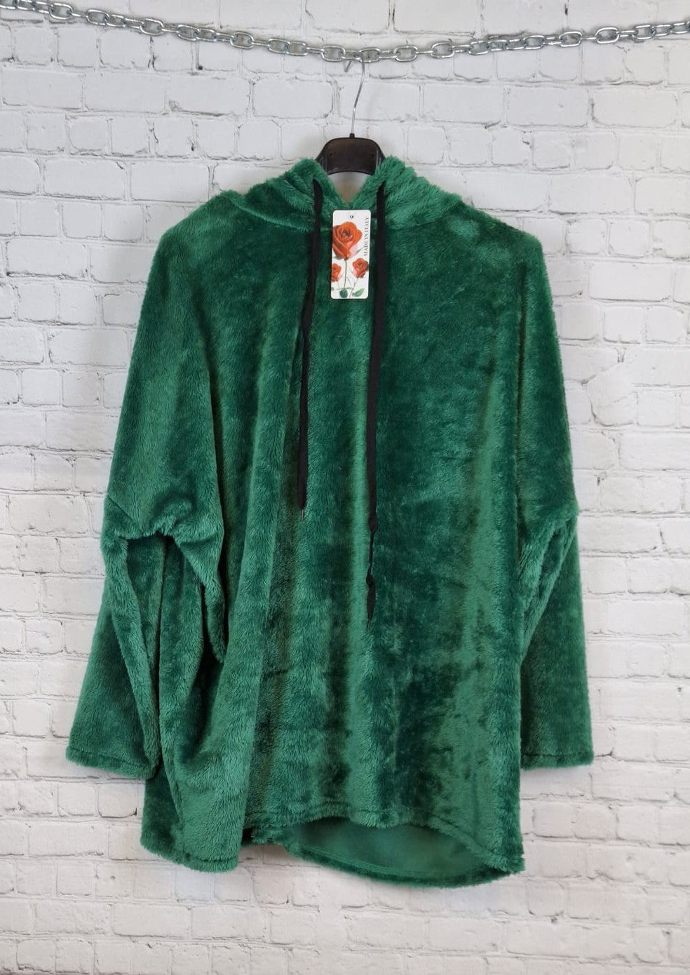 Oversize Teddy Hoodie  – flauschiger Kuschelpullover mit Kapuze – 44/46 - 50/52