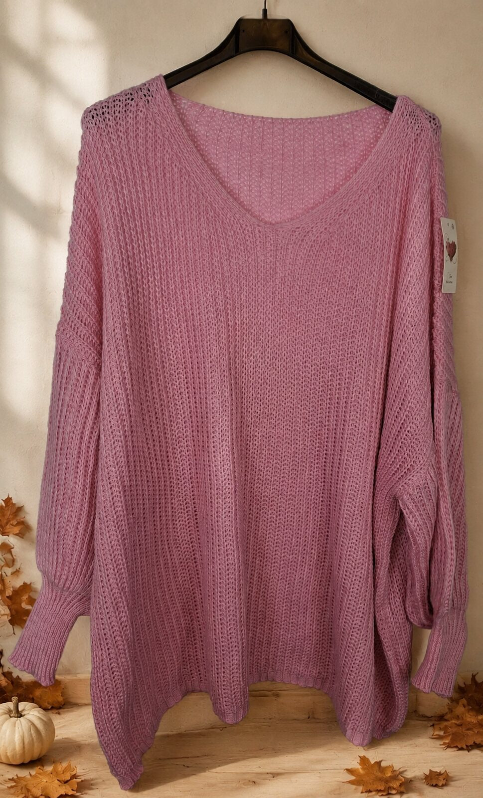 Kuscheliger Strickpullover mit V-Ausschnitt – One Size bis 54/56