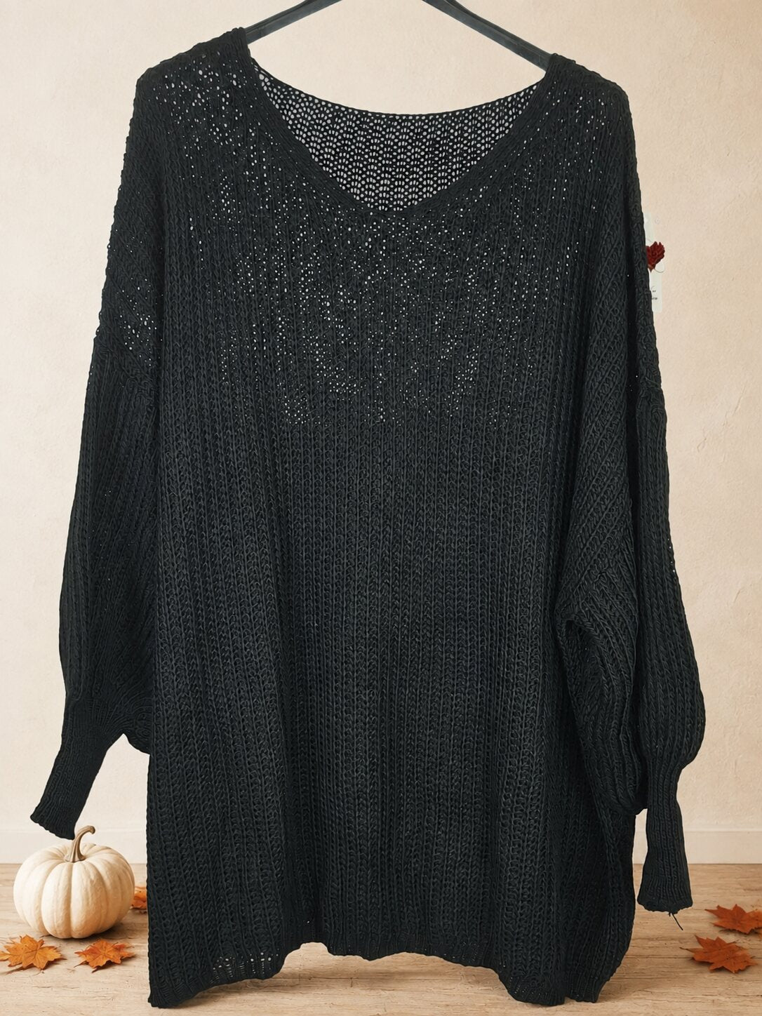 Kuscheliger Strickpullover mit V-Ausschnitt – One Size bis 54/56