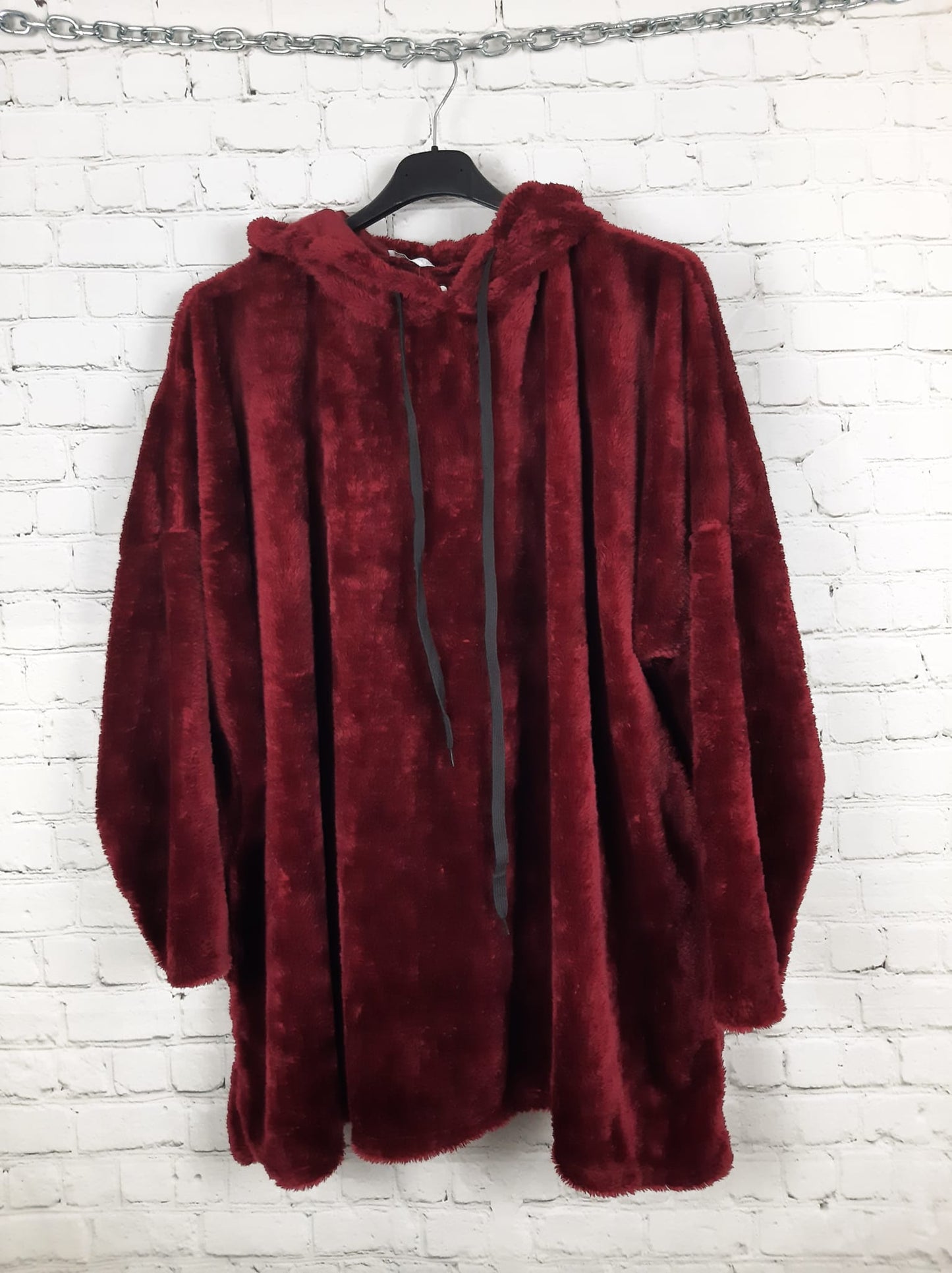 Oversize Teddy Hoodie  – flauschiger Kuschelpullover mit Kapuze – 44/46 - 50/52