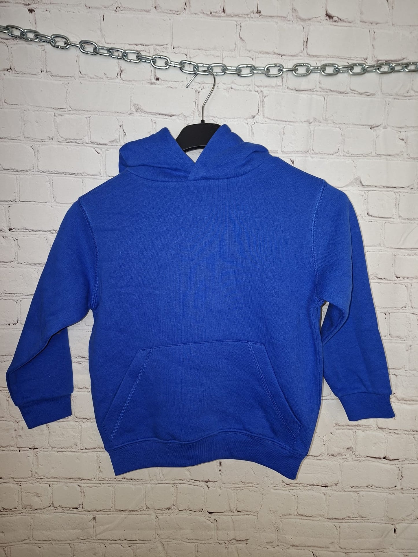 Kinder Hoodie Royalblau Gr. 110/116 – Schneemänner & Weihnachtsbaum – weich & warm