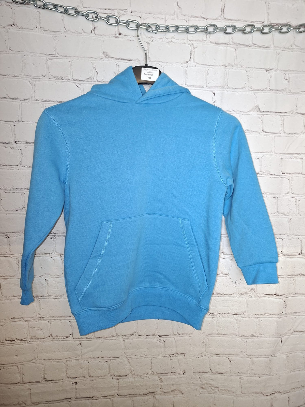 Rückenmotiv Rentier & Schneemann – Eisblauer Hoodie – Größe 122/128