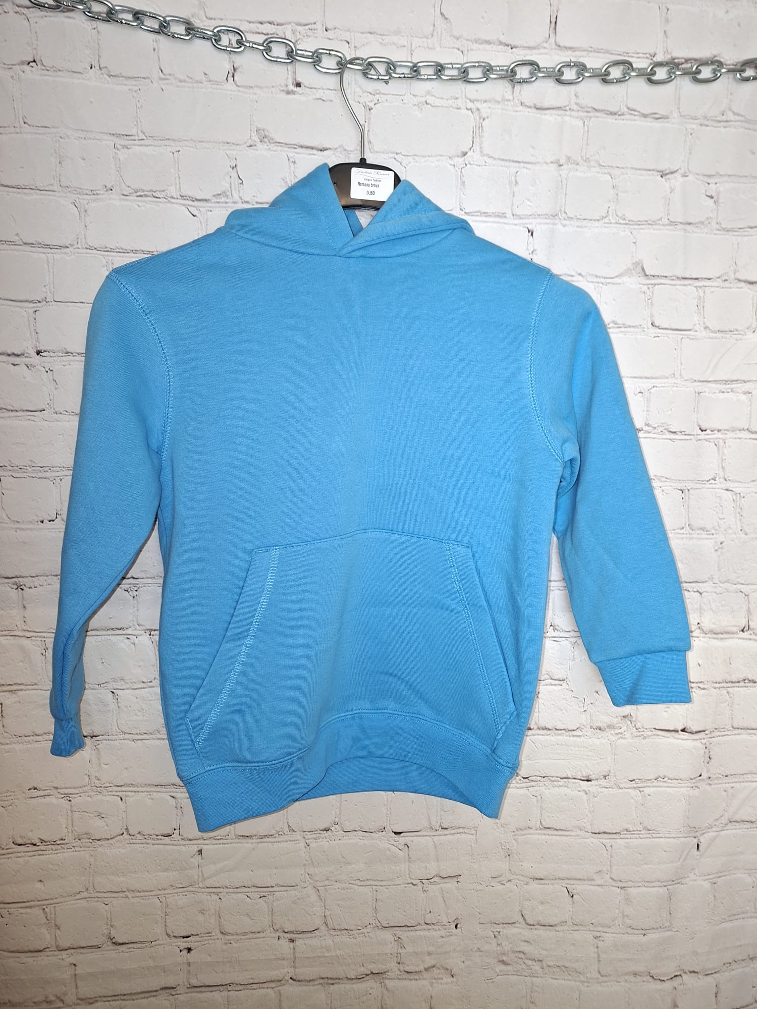 Rückenmotiv Rentier & Schneemann – Eisblauer Hoodie – Größe 122/128