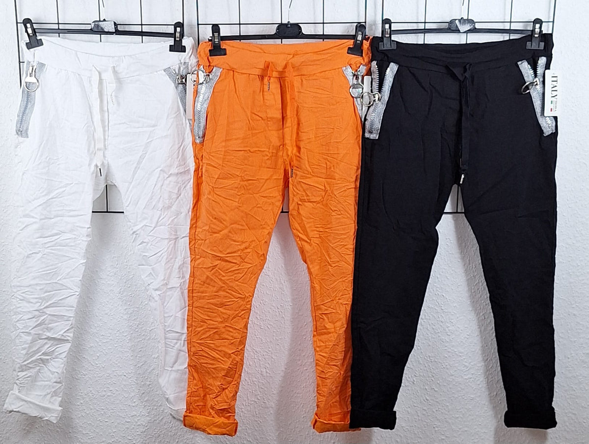Damen Jogpants aus Viskose mit Reißverschlusstaschen 