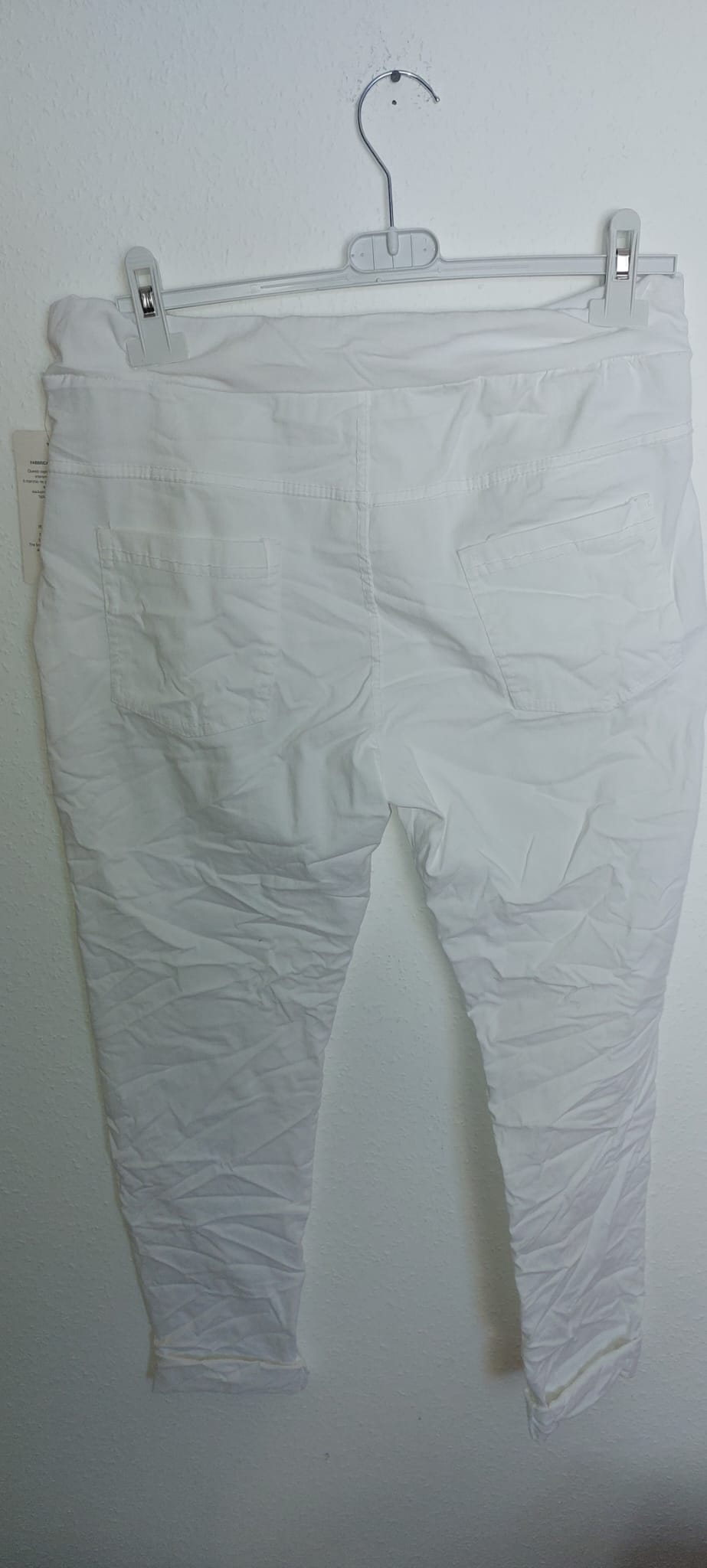 Damen Jogpants aus Viskose mit Reißverschlusstaschen & Bindeband – Stretch Hose in Weiß, Schwarz & Orange – Größen 38–46