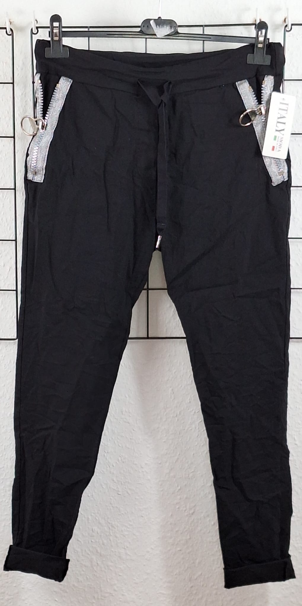 Damen Jogpants aus Viskose mit Reißverschlusstaschen in Schwarz