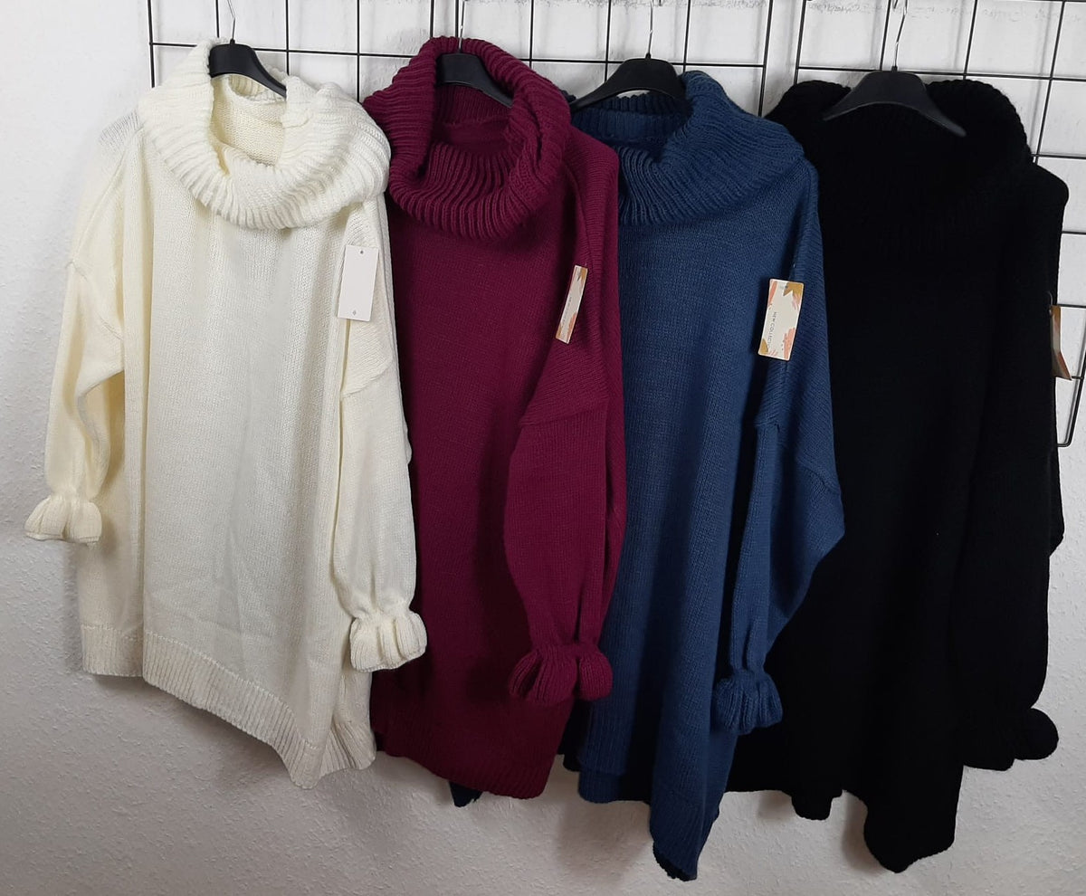 Damen Oversize Strickpullover mit Rollkragen – große Größen – alle Farben