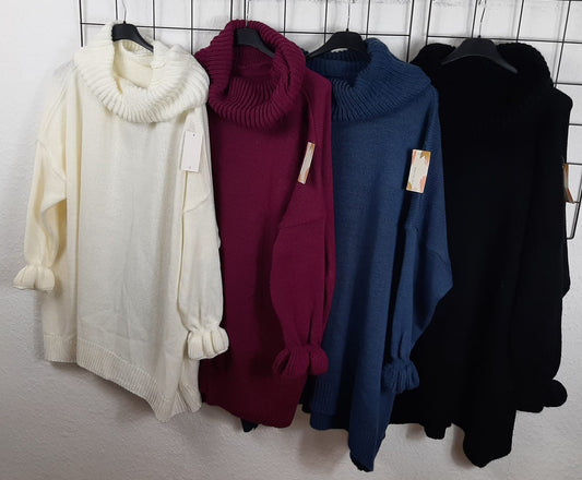Damen Oversize Strickpullover mit Rollkragen – große Größen – alle Farben
